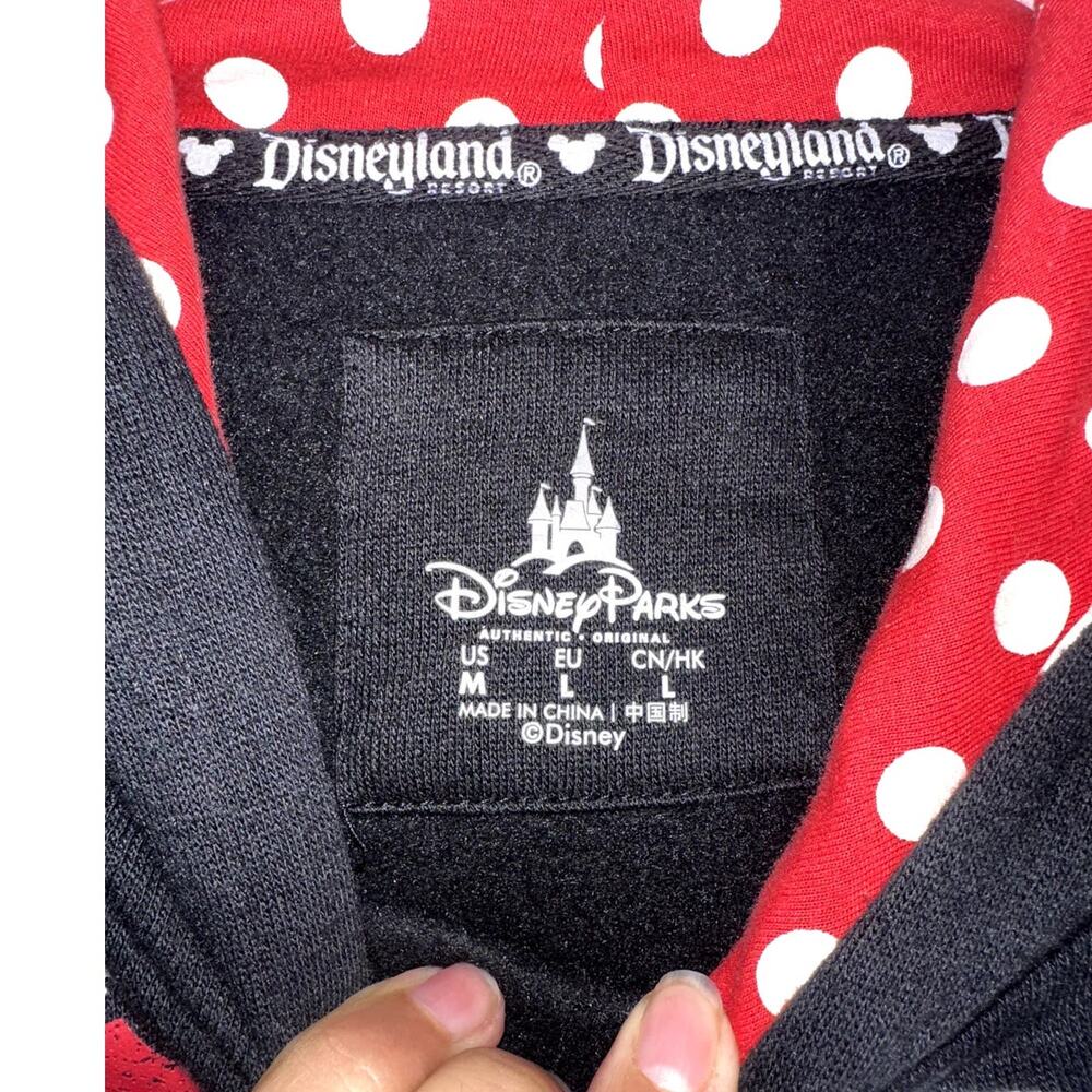 Disneyland Disney Parks Minnie Mouse Black Hoodie Sweater with Ears Size Medium - Picture 7 of 8
